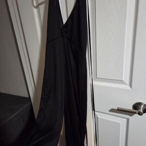 Halter Tie Up Sheer Black Jumpsuit Open Leg Summer Beach Vacation Size L